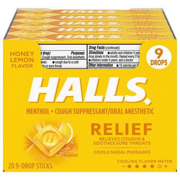 Halls Honey Lemon Cough Drops 20ct