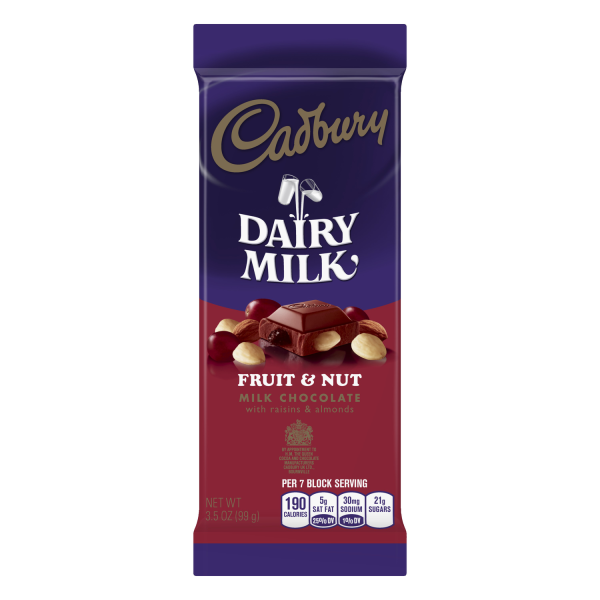 Cadbury Premium Bar Fruit & Nut 3.5oz 14ct