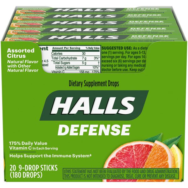 Halls Citrus Defense Cough Drop 20ct