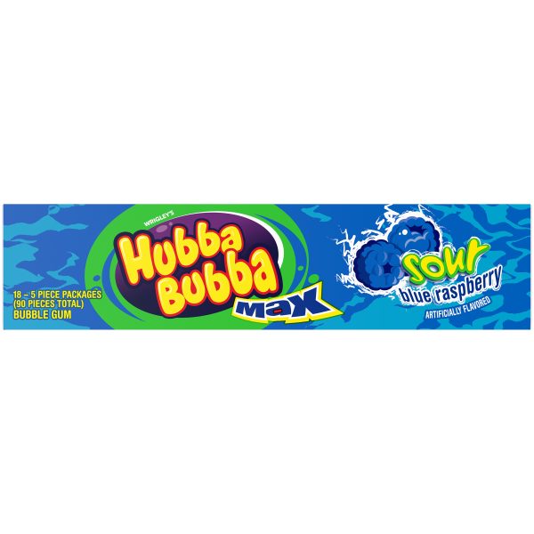 Hubba Bubba Max 5pc Gum Sour Blue Raspberry 18ct