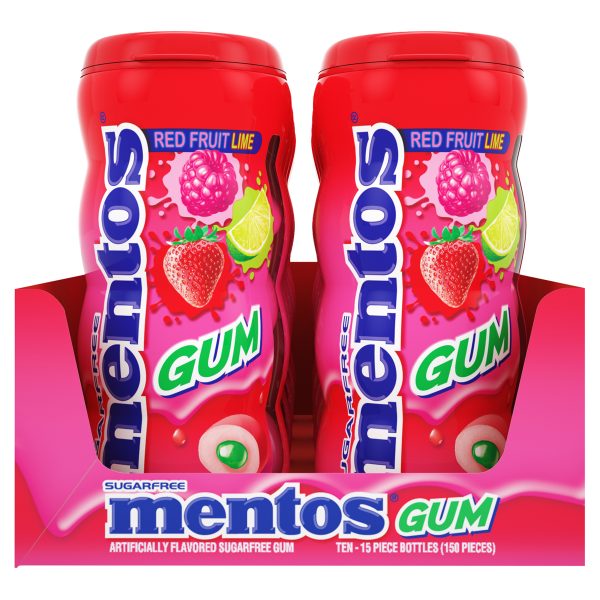 Mentos Gum Red Fruit Lime Pocket Bottle 10ct