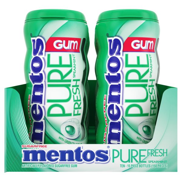 Mentos Gum Spearmint Pocket Bottle 10ct