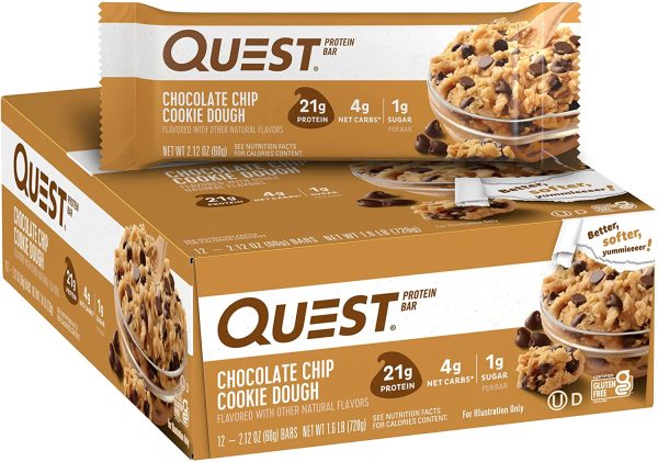 Quest Chocolate Chip Cookie Dough Protein Bar 2.1oz 12ct