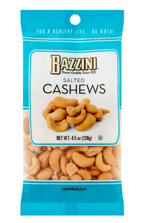 Bazzini Salted Cashews 4.5oz 12ct