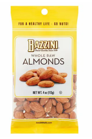 Bazzini Whole Raw Almonds 4oz 12ct