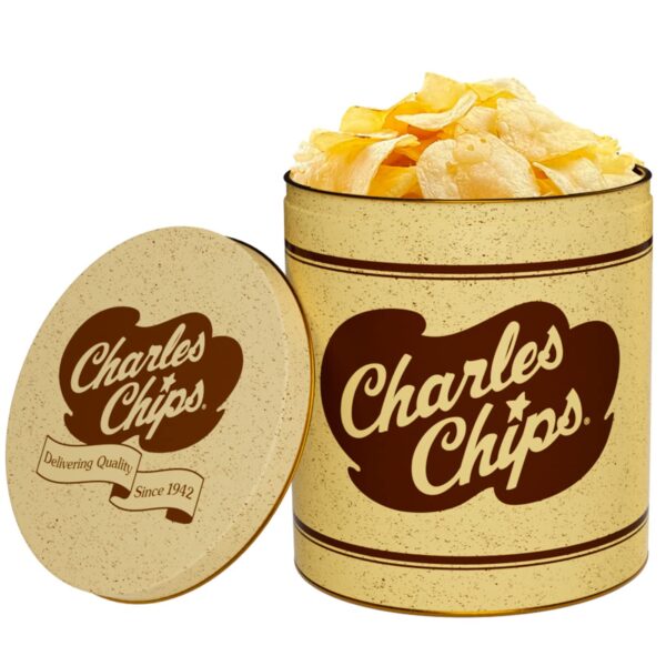 Charle's Chips Original Potato Chips Tins 16oz 8ct