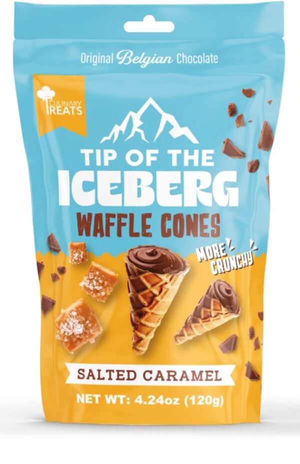 Tip of the Ice Berg Mini Waffle Cones Sea Salt Caramel Milk Chocolate 4.24oz 12ct