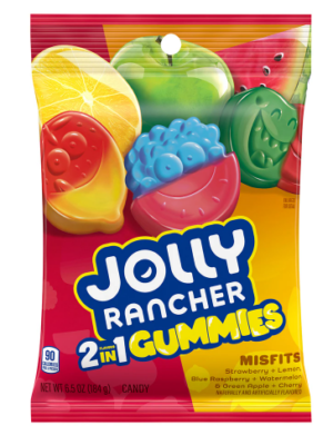 Jolly Rancher Misfits 2-in-1 Gummies 6.5oz Peg Bag 12ct