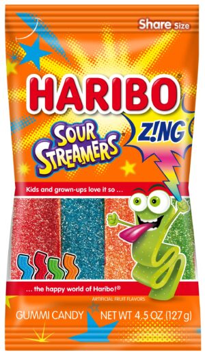 Haribo Sour Streams 4.5oz Peg Bag 12ct
