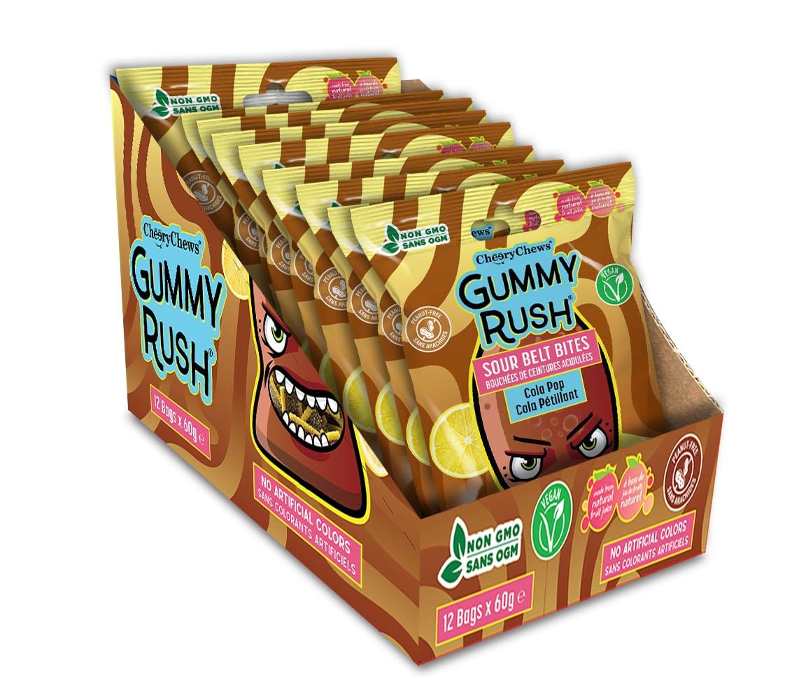 Gummy Rush Sour Belt Bites Cola Pop 2.11oz 12ct