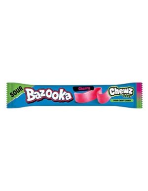 Bazooka UK Chews Sour Cherry Chewy Candy Bar 14g 60ct
